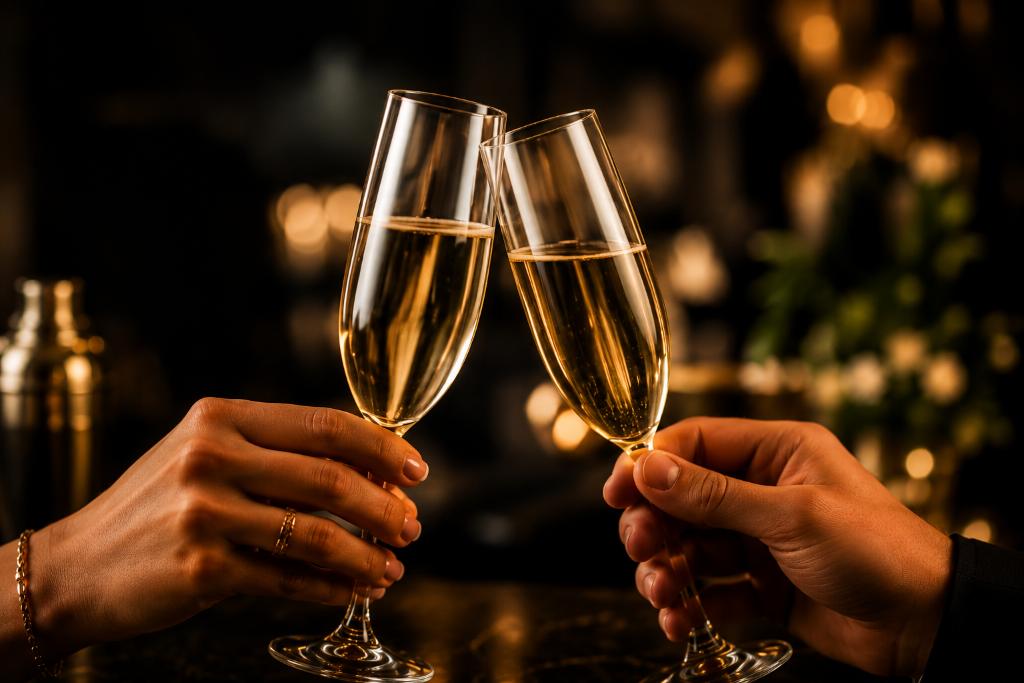 Champagne toast for Signature Elegance package